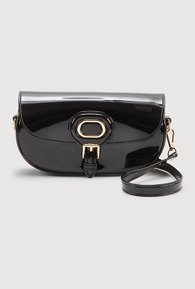 Womens Jelly Flap Buckle Crossbody Bag,