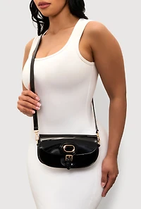 Womens Jelly Flap Buckle Crossbody Bag, Black