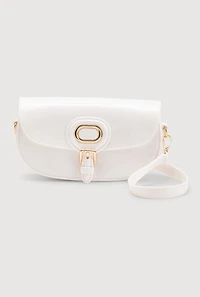 Womens Jelly Flap Buckle Crossbody Bag, White