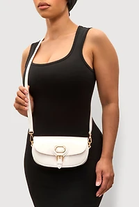 Womens Jelly Flap Buckle Crossbody Bag, White
