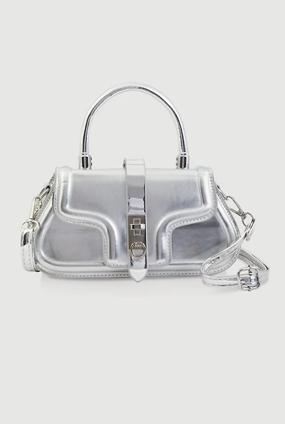 Metallic Top Handle Bag