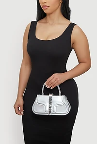 Metallic Top Handle Bag