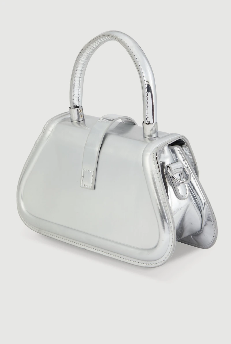 Metallic Top Handle Bag