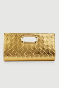 Basketweave Cut Out Handle Clutch