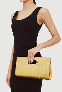 Basketweave Cut Out Handle Clutch