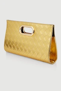 Basketweave Cut Out Handle Clutch