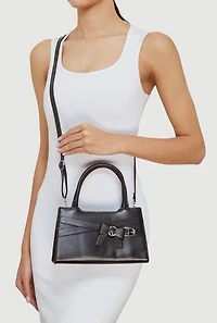 Buckle Detail Convertible Crossbody Handbag