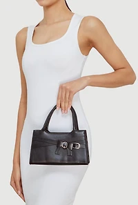 Buckle Detail Convertible Crossbody Handbag