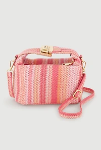 Striped Raffia Print Convertible Crossbody Bag