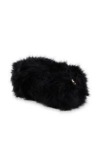 Womens Faux Fur Hand Muff Crossbody Bag, Black