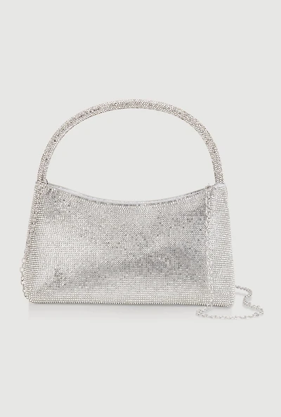 Womens Rhinestone Convertible Purse, Silver