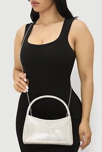 Womens Rhinestone Convertible Purse, Silver