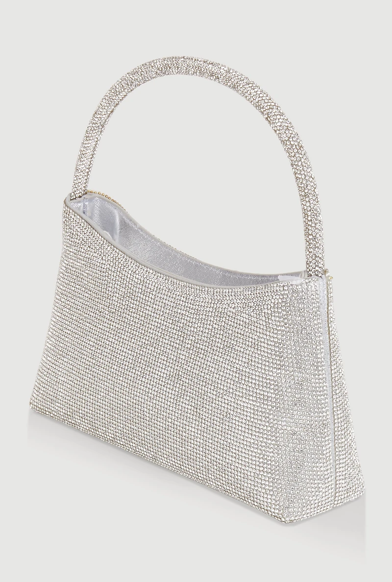 Womens Rhinestone Convertible Purse, Silver