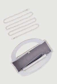 Womens Rhinestone Convertible Handbag, Silver