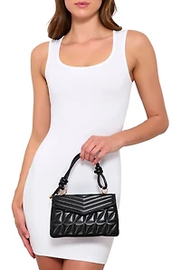 Chevron Quilted Flap Crossbody Handbag