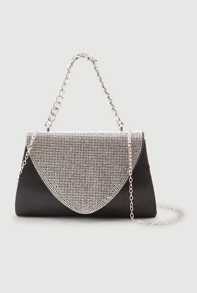 Rhinestone Flap Convertible Crossbody Handbag