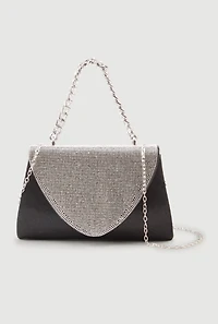 Rhinestone Flap Convertible Crossbody Handbag