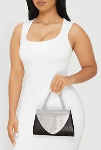 Rhinestone Flap Convertible Crossbody Handbag