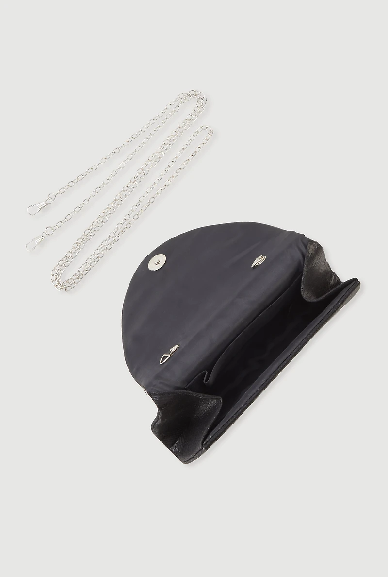 Rhinestone Flap Convertible Crossbody Handbag