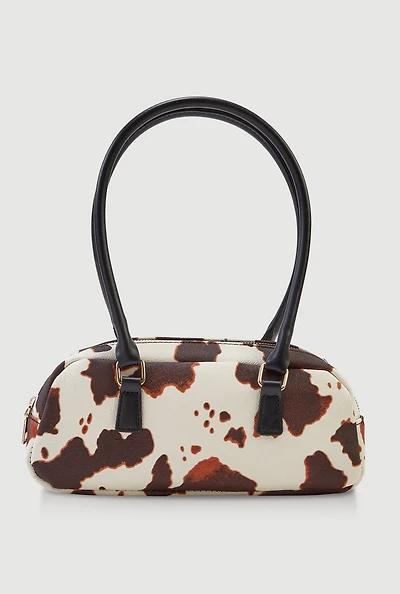Patterned Faux Leather Shoulder Bag