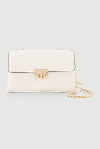 Metallic Chain Quilted Flap Crossbody Handbag