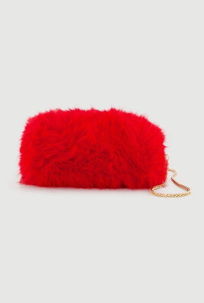 Faux Fur Hand Muff Convertible Clutch Bag