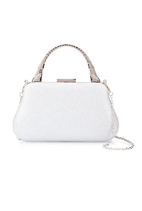 Womens Glitter Top Handle Convertible Crossbody Bag, Silver