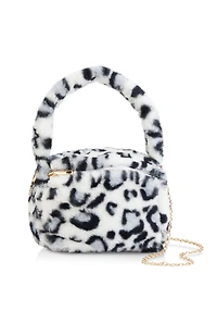 Animal Print Faux Fur Convertible Handbag
