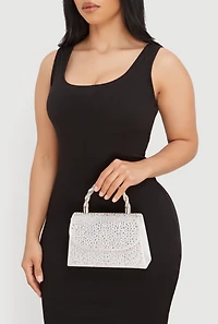 Rhinestone Top Handle Crossbody Bag