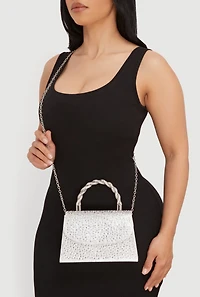 Rhinestone Top Handle Crossbody Bag