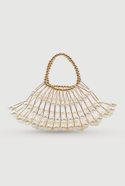 Faux Pearl Cage Handbag
