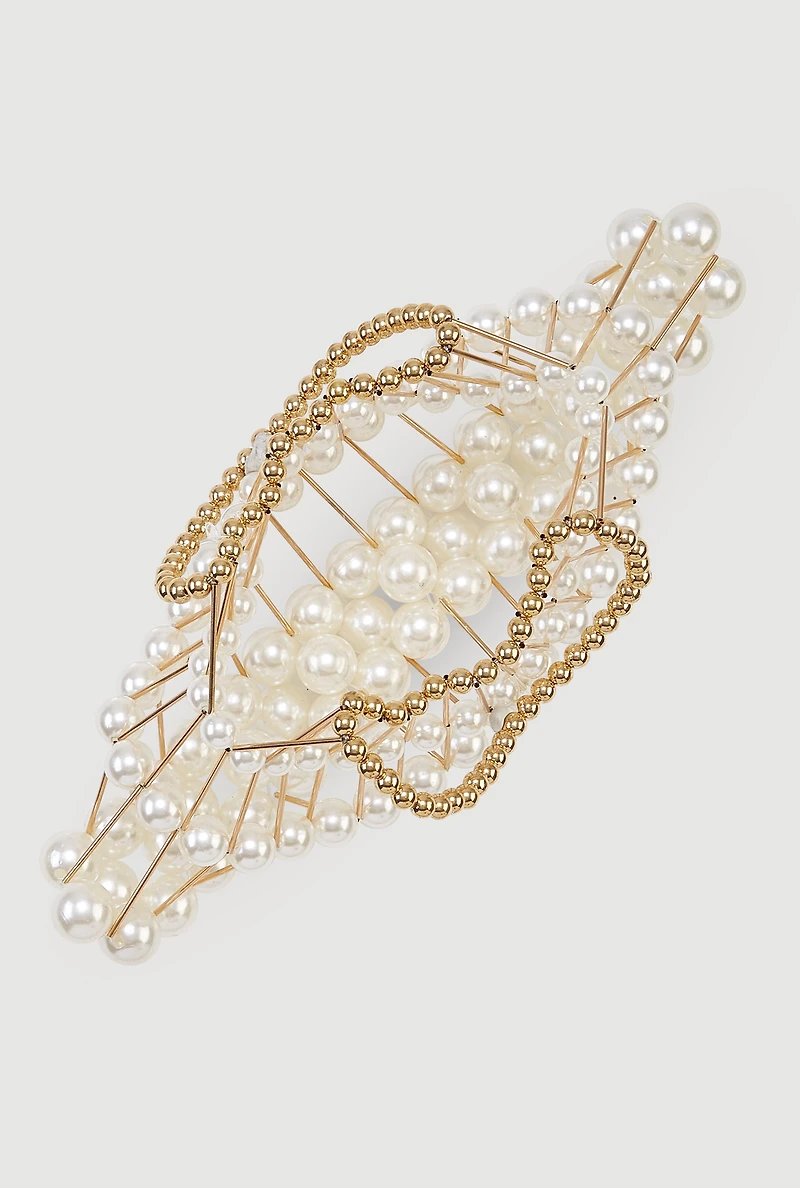 Faux Pearl Cage Handbag