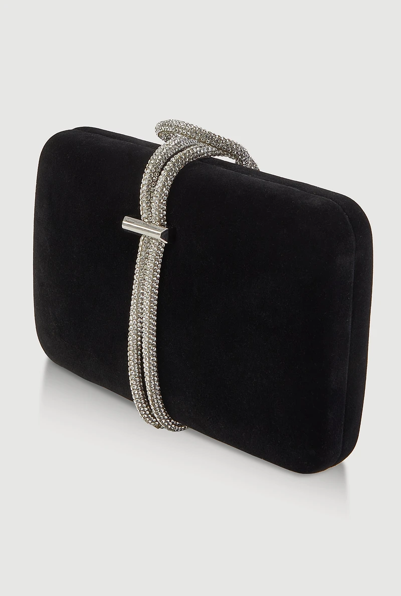 Encrusted Rhinestone Loop Strap Convertible Clutch