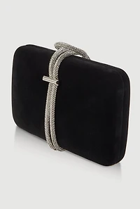 Encrusted Rhinestone Loop Strap Convertible Clutch