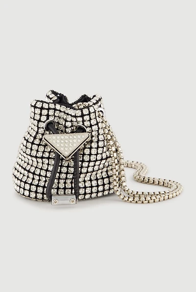 Rhinestone Mini Bucket Bag