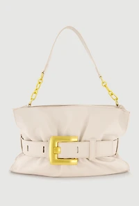 Buckle Detail Faux Leather Handbag