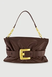 Buckle Detail Faux Leather Handbag
