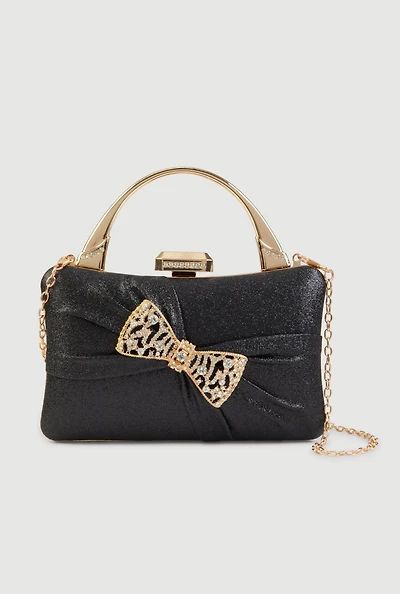 Rhinestone Bow Glitter Convertible Crossbody Bag