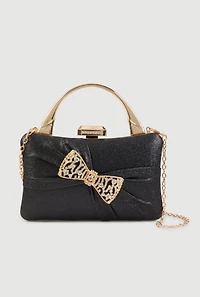 Rhinestone Bow Glitter Convertible Crossbody Bag