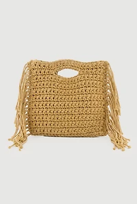 Fringe Crochet Handbag with Drawstring Pouch