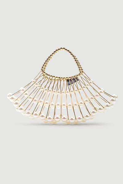 Caged Faux Pearl Handbag