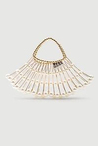 Caged Faux Pearl Handbag