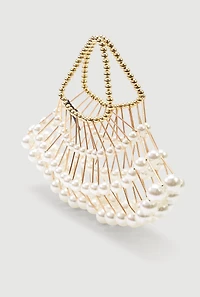 Caged Faux Pearl Handbag
