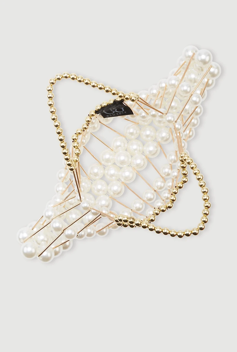 Caged Faux Pearl Handbag