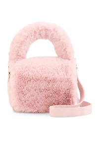 Womens Faux Fur Convertible Crossbody Bag, Pink