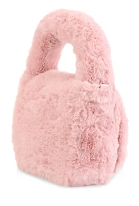 Womens Faux Fur Convertible Crossbody Bag, Pink