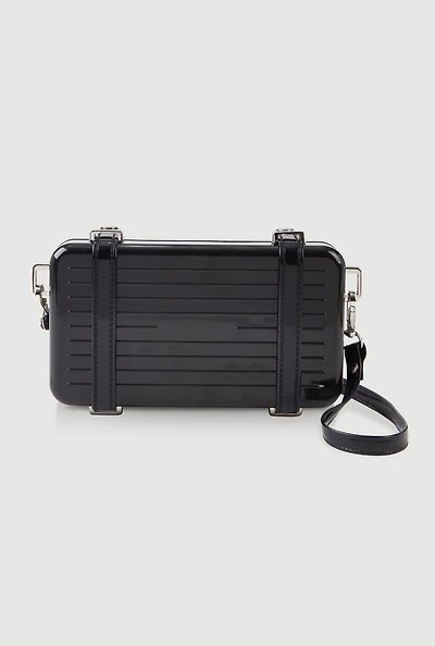 Womens Hard Shell Crossbody Clutch Bag, Black