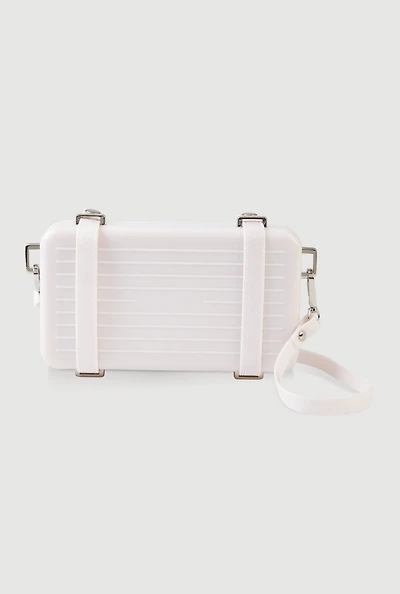 Womens Hard Shell Crossbody Clutch Bag, White