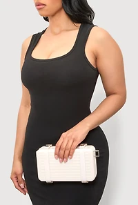 Womens Hard Shell Crossbody Clutch Bag, White