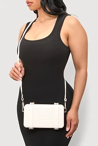 Womens Hard Shell Crossbody Clutch Bag, White